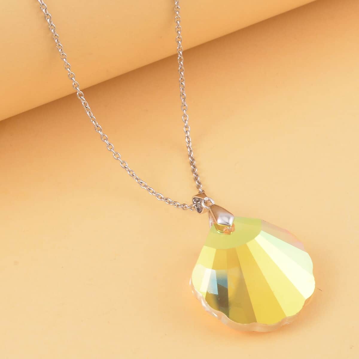 Simulated Yellow Topaz Pendant in Rhodium Over Sterling Silver with Stainless Steel Necklace (20 Inches) image number 1