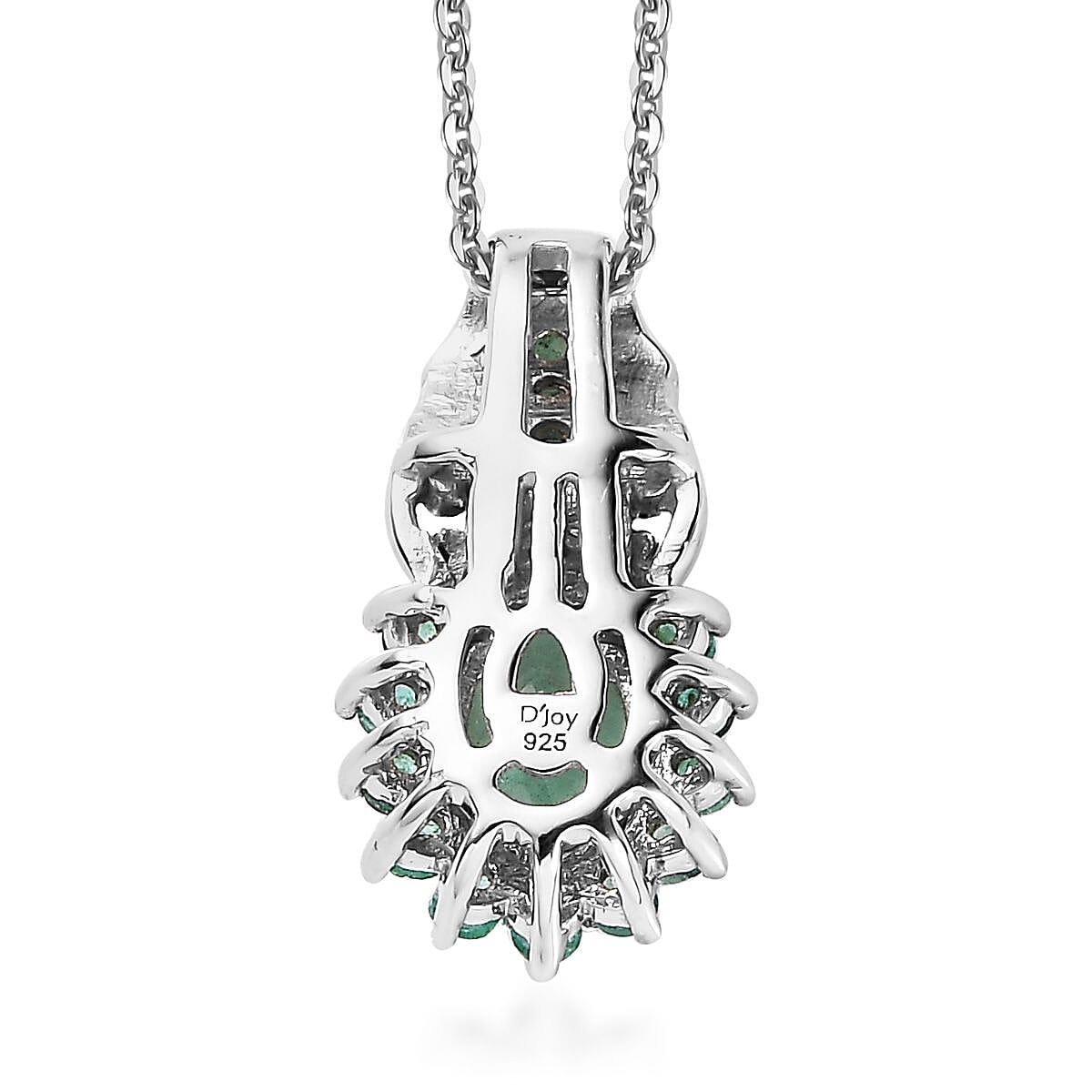 Kagem Zambian Emerald Pendant Necklace 20 Inches in Platinum Over Sterling Silver 1.00 ctw image number 4