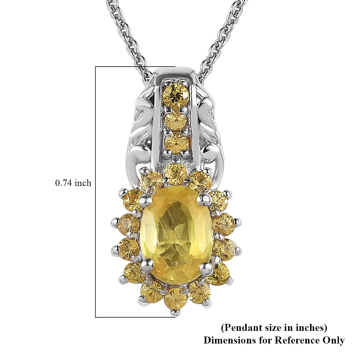 Madagascar Yellow Sapphire Pendant Necklace 20 Inches in Platinum Over Sterling Silver 1.40 ctw image number 6