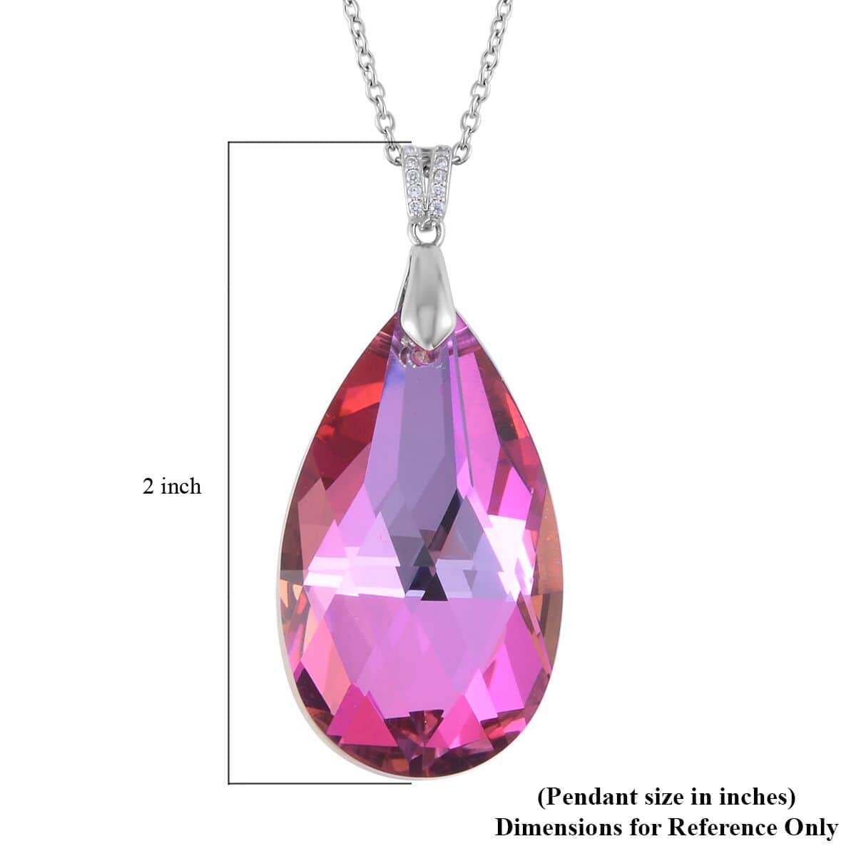 Simulated Fuchsia Quartz Solitaire Pendant in Sterling Silver with Stainless Steel Necklace 20 Inches image number 5