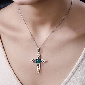 Karis African Malachite Pendant Necklace (20 Inches) in 18K YG Plated, Platinum Bond and Stainless Steel 4.65 ctw , Tarnish-Free, Waterproof, Sweat Proof Jewelry