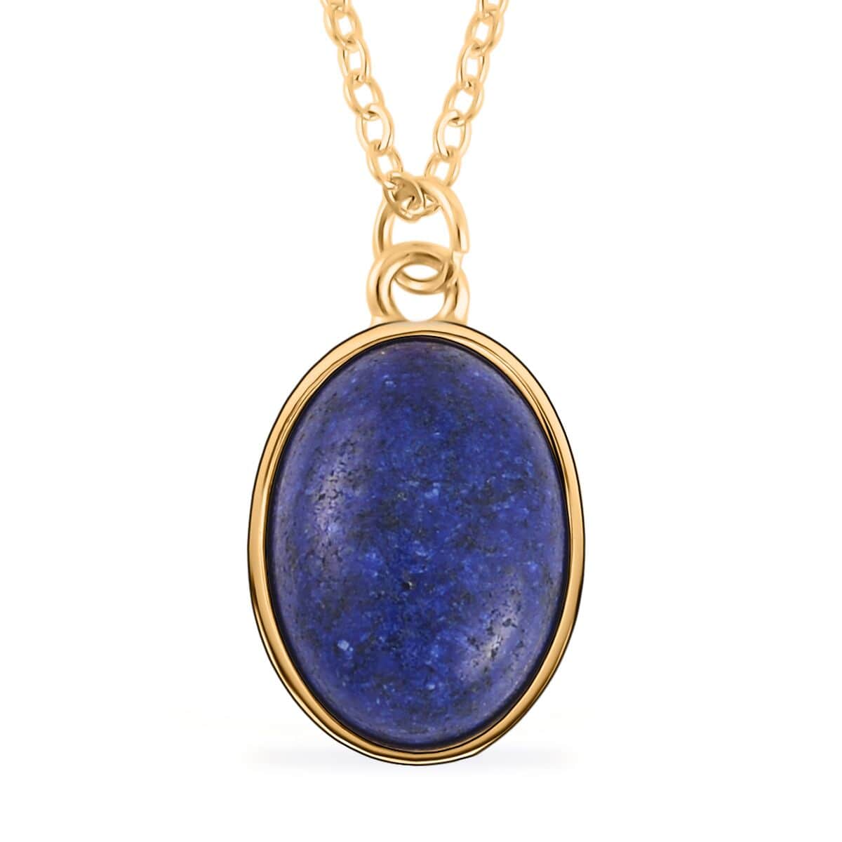 Lapis Lazuli 110.00 ctw Bracelet (7.5-9.5In), Stud Earrings, Ring (Size 8.0) and Pendant Necklace in Goldtone 18 Inches image number 5