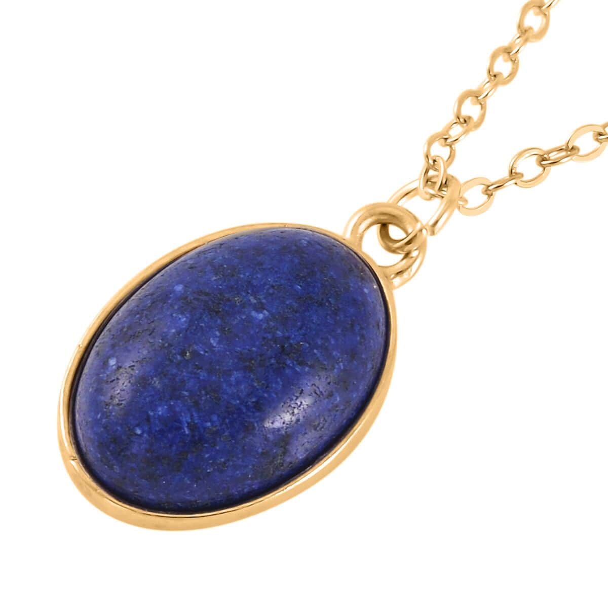 Lapis Lazuli 110.00 ctw Bracelet (7.5-9.5In), Stud Earrings, Ring (Size 8.0) and Pendant Necklace in Goldtone 18 Inches image number 6