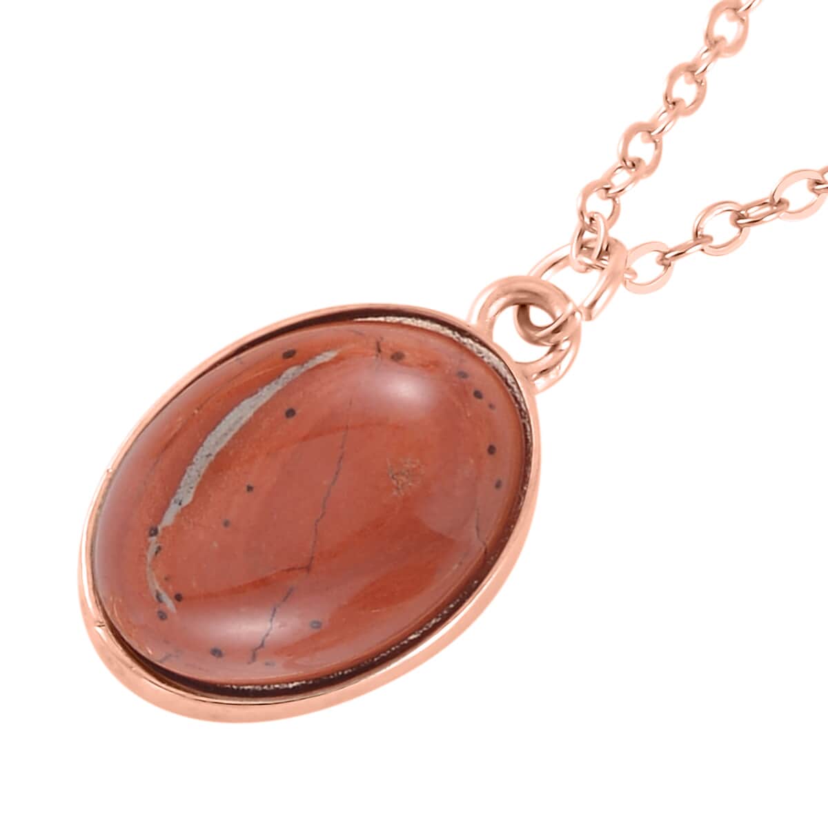 Red Jasper Bracelet (7.5-9.5In), Stud Earrings, Ring (Size 6.0) and Pendant Necklace 18 Inches in Rosetone 110.00 ctw image number 5