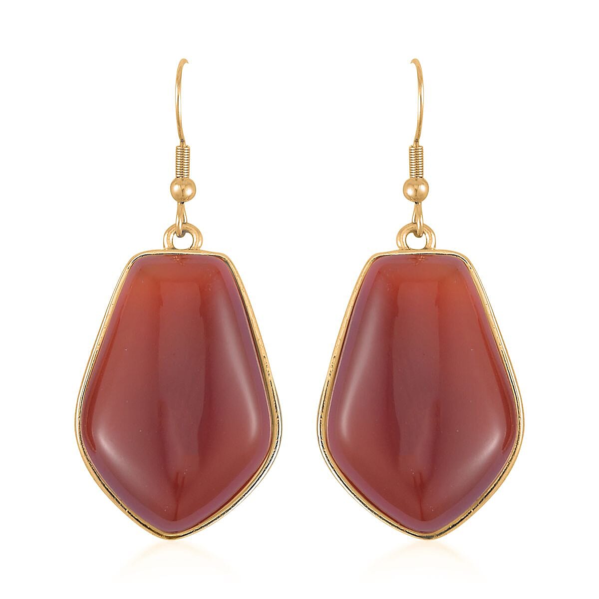 Red Agate Drop Earrings and Beaded Necklace 18-20 Inches in Goldtone 298.00 ctw image number 5