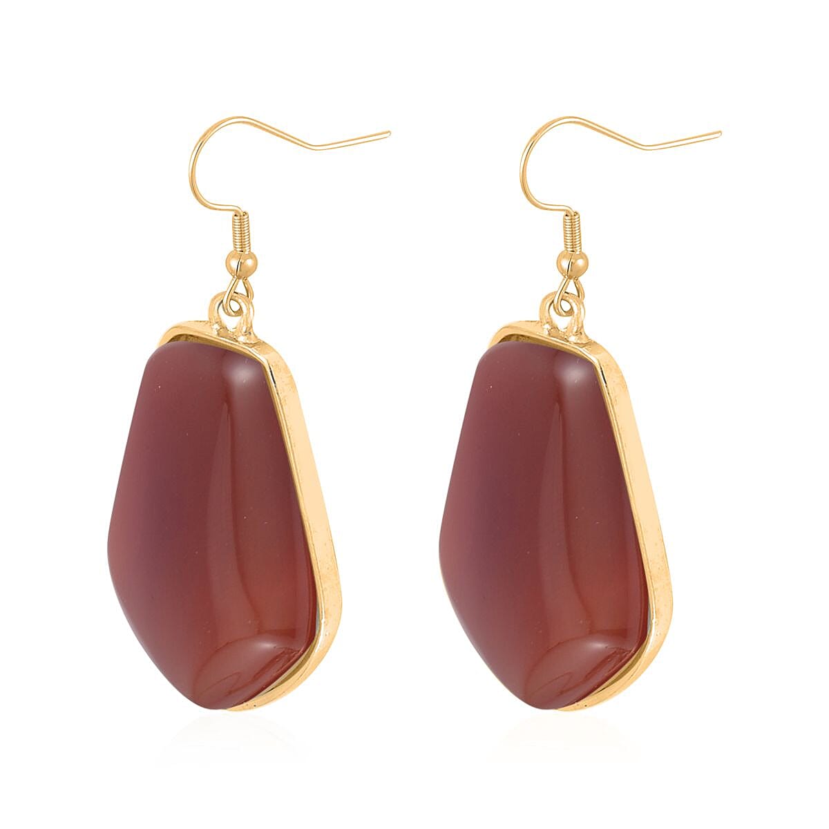 Red Agate Drop Earrings and Beaded Necklace 18-20 Inches in Goldtone 298.00 ctw image number 6