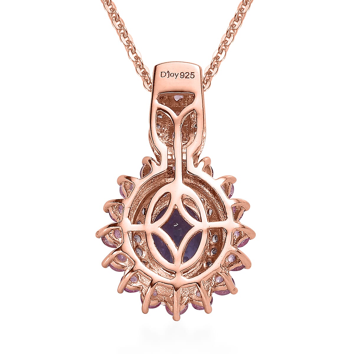 Tanzanite and Multi Gemstone Floral Pendant Necklace 20 Inches in Vermeil Rose Gold Over Sterling Silver 2.75 ctw image number 4