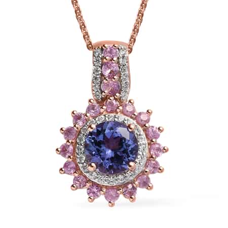 Uncut Natural Pink Diamond Necklace 20 Inches in Vermeil Rose Gold Over Sterling Silver 2.60 ctw , Shop LC