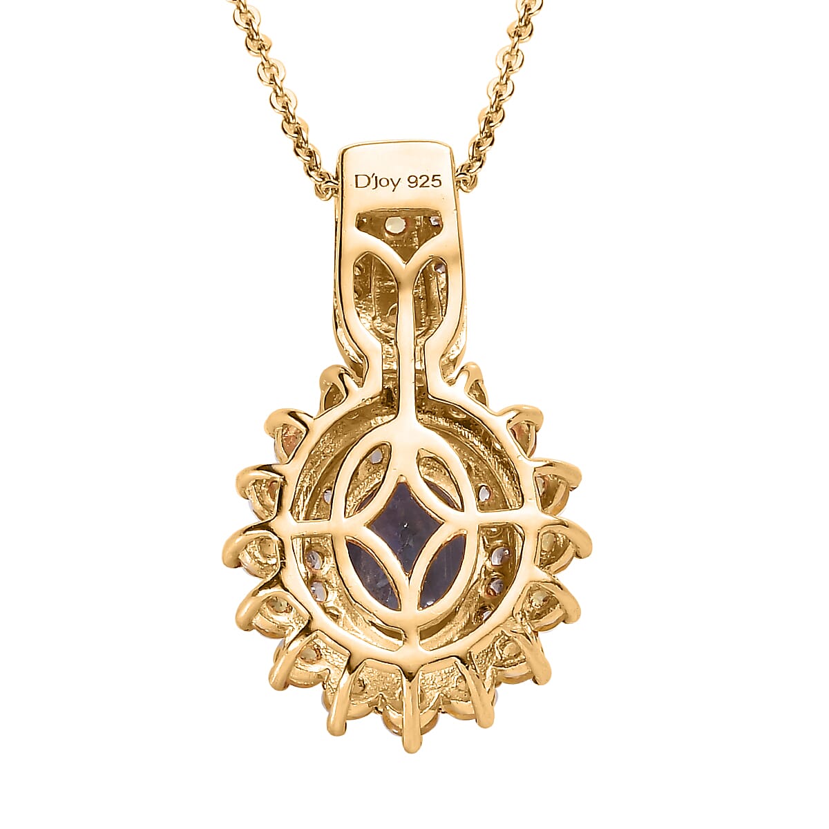 Tanzanite and Multi Gemstone Floral Pendant Necklace 20 Inches in Vermeil Yellow Gold Over Sterling Silver 2.25 ctw