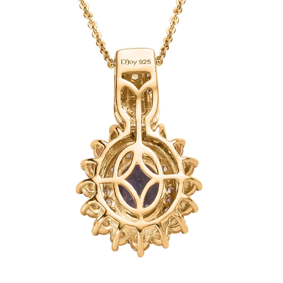 Tanzanite and Multi Gemstone Floral Pendant Necklace 20 Inches in Vermeil Yellow Gold Over Sterling Silver 2.75 ctw image number 4