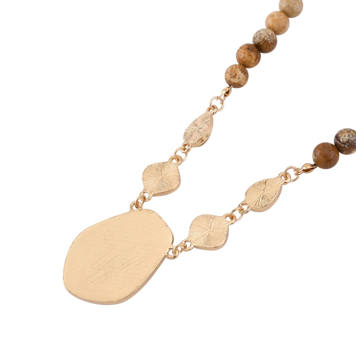 Picture Jasper Drop Earrings and Beaded Necklace 18-20 Inches in Goldtone 298.00 ctw image number 4