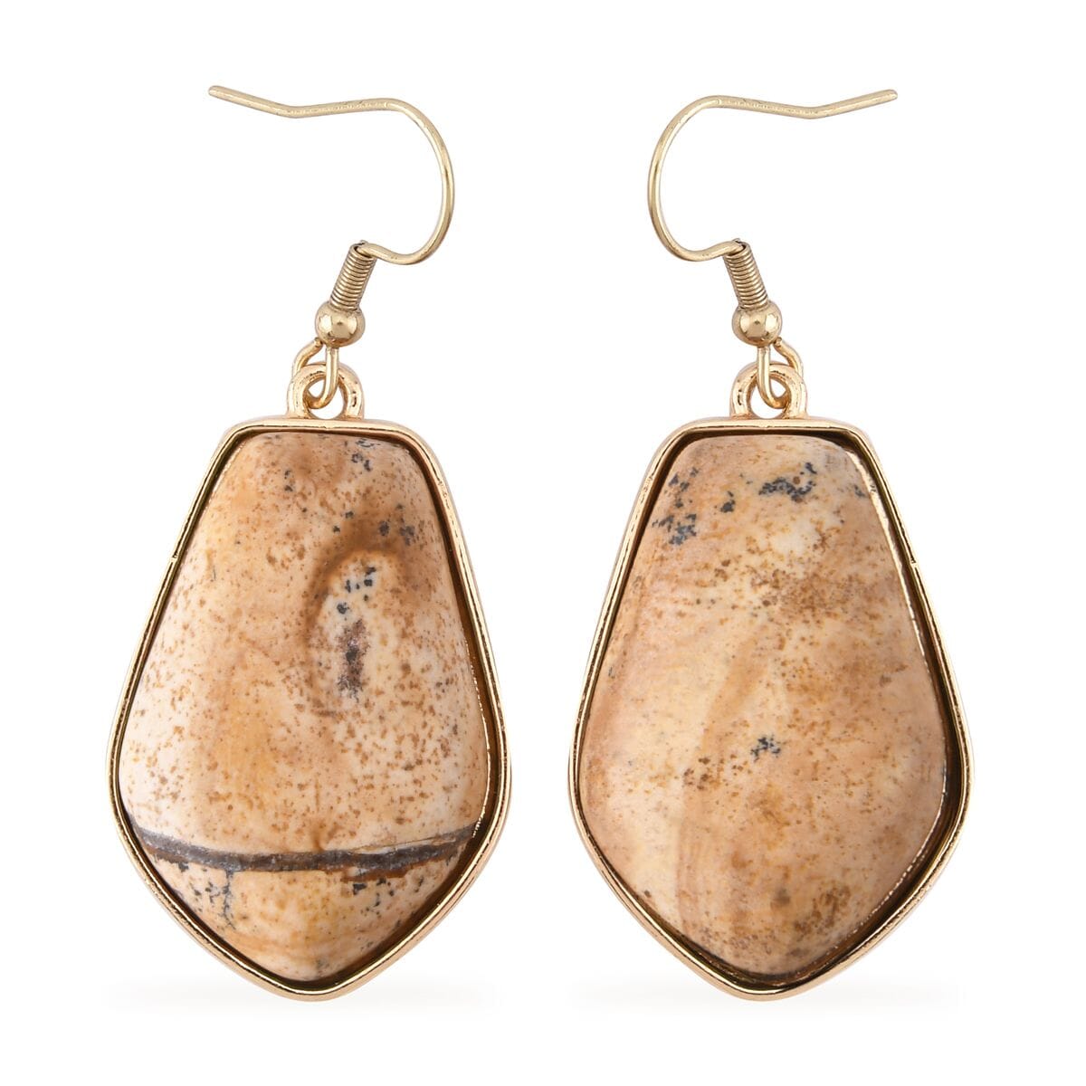 Picture Jasper Drop Earrings and Beaded Necklace 18-20 Inches in Goldtone 298.00 ctw image number 5