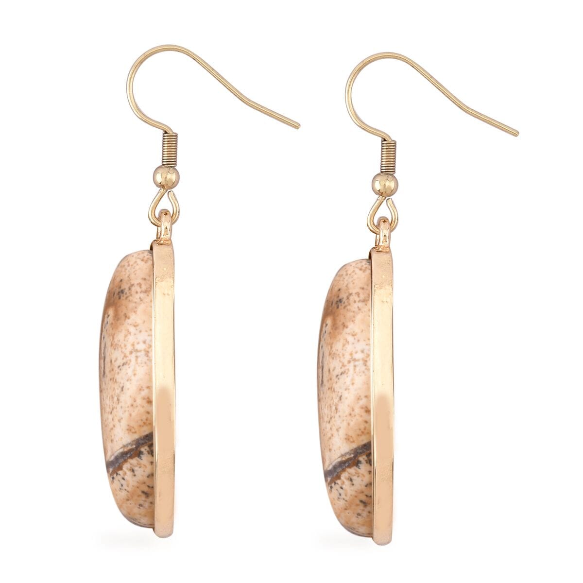 Picture Jasper Drop Earrings and Beaded Necklace 18-20 Inches in Goldtone 298.00 ctw image number 6