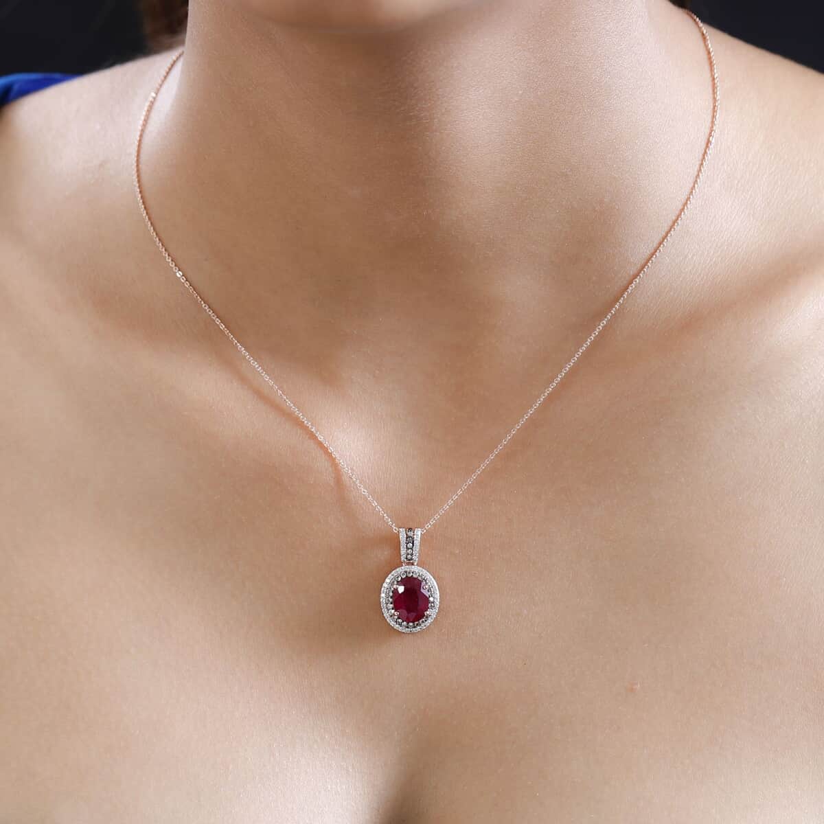 Niassa Ruby (FF), White and Champagne Zircon Pendant Necklace 20 Inches in Vermeil Rose Gold Over Sterling Silver 3.85 ctw Be the first to write a review image number 2