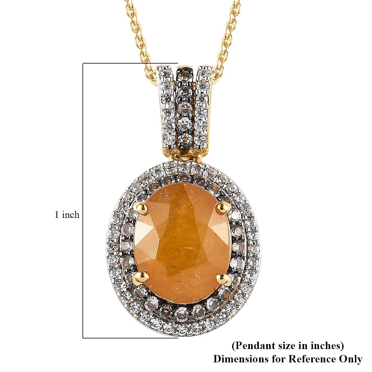 Yellow Sapphire (FF), White and Champagne Zircon Halo Pendant Necklace 20 Inches in Vermeil Yellow Gold Over Sterling Silver 4.60 ctw image number 6