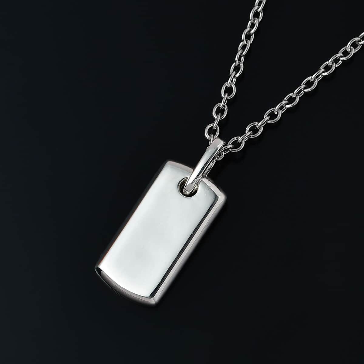 Buy Sterling Silver Bar Pendant with Stainless Steel Necklace 20 Inches ...