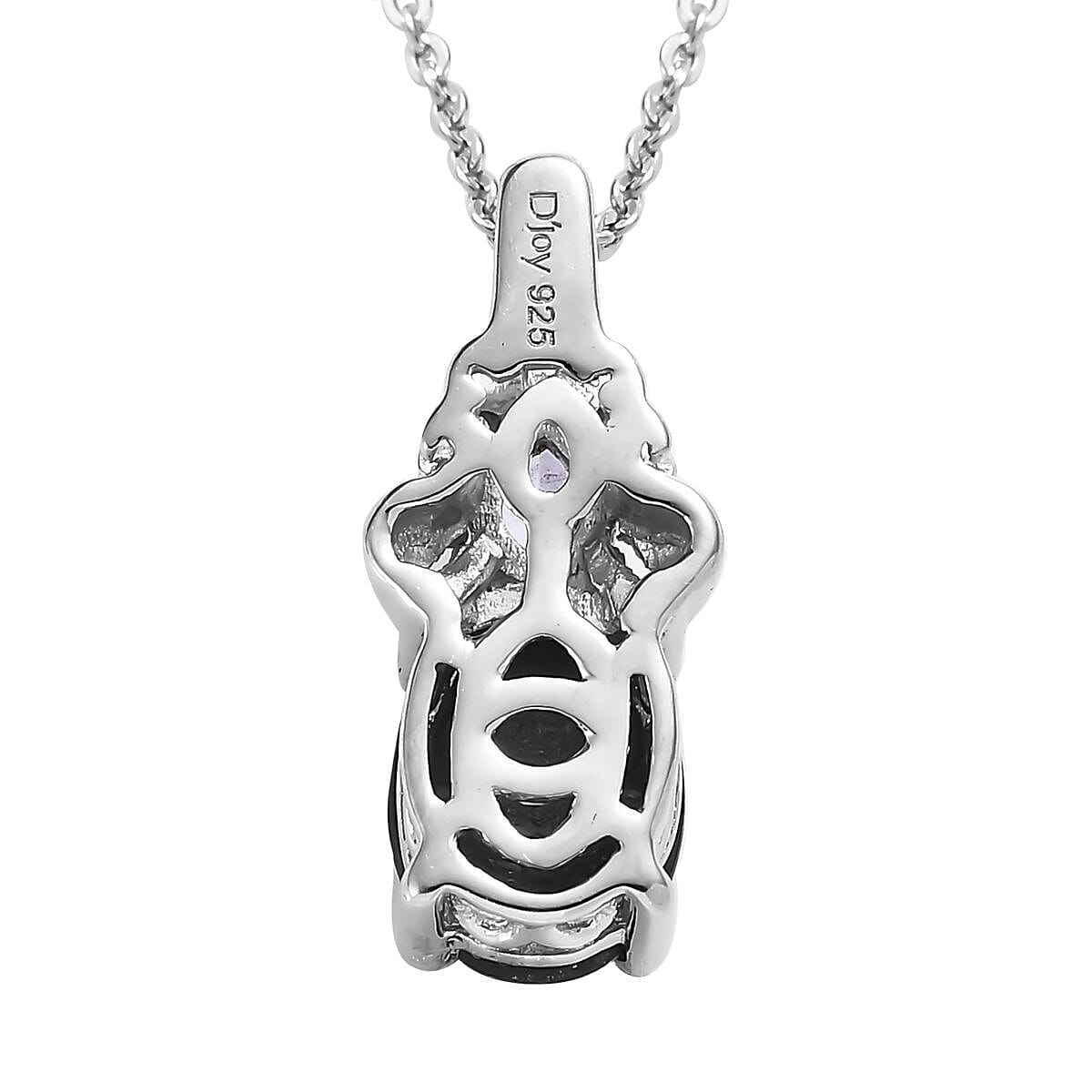 Bankacha Natural Black Star Sapphire and Tanzanite Ring (Size 5.0) and Pendant Necklace 20 Inches in Platinum Over Sterling Silver 3.60 ctw