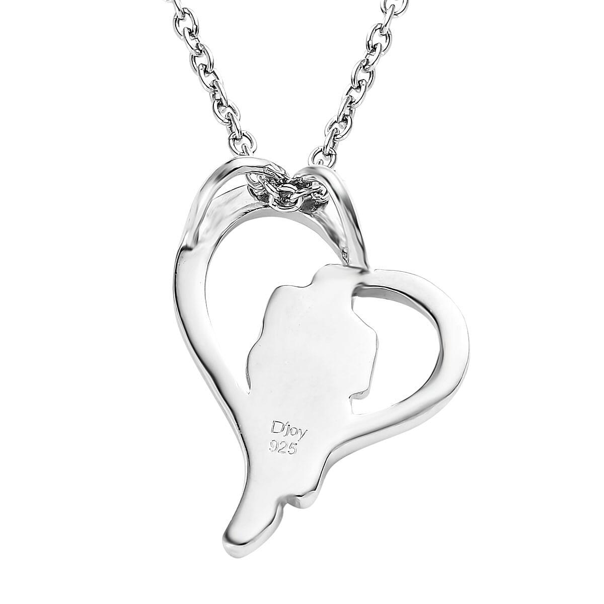 Vermeil YG and Platinum Over Sterling Silver Heart Pendant with Stainless Steel Necklace 20 Inches 4.20 Grams