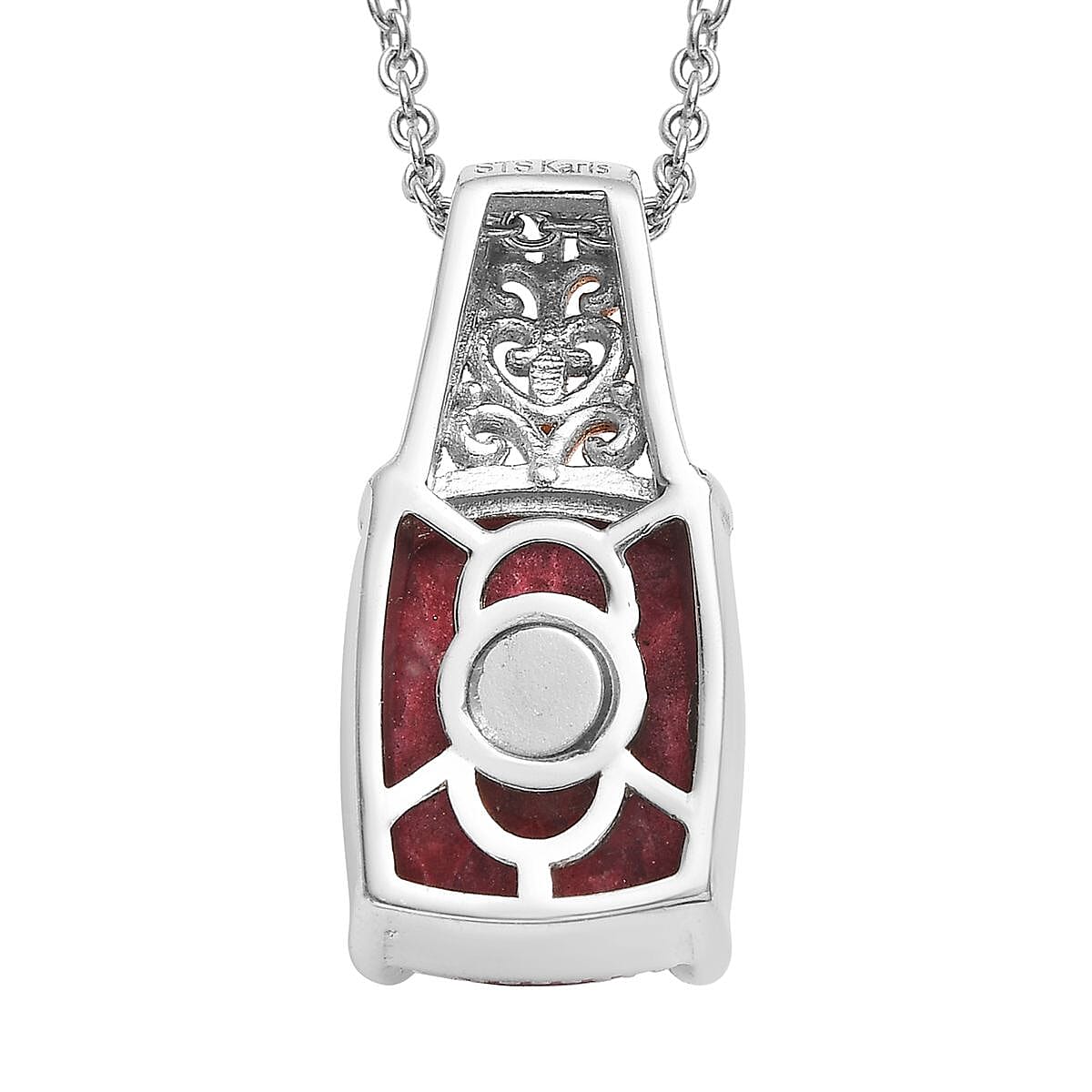 Karis Norwegian Thulite Solitaire Pendant Necklace (20 Inches) in 18K RG Plated and Platinum Bond and Stainless Steel 7.35 ctw , Tarnish-Free, Waterproof, Sweat Proof Jewelry
