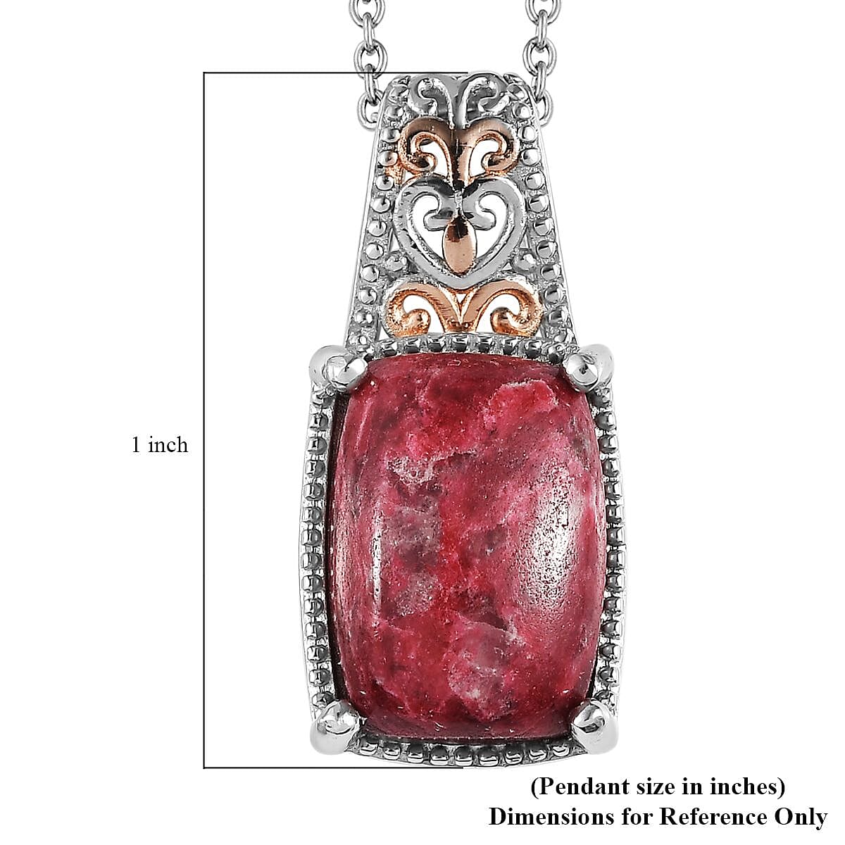 Karis Norwegian Thulite Solitaire Pendant Necklace (20 Inches) in 18K RG Plated and Platinum Bond and Stainless Steel 7.35 ctw , Tarnish-Free, Waterproof, Sweat Proof Jewelry