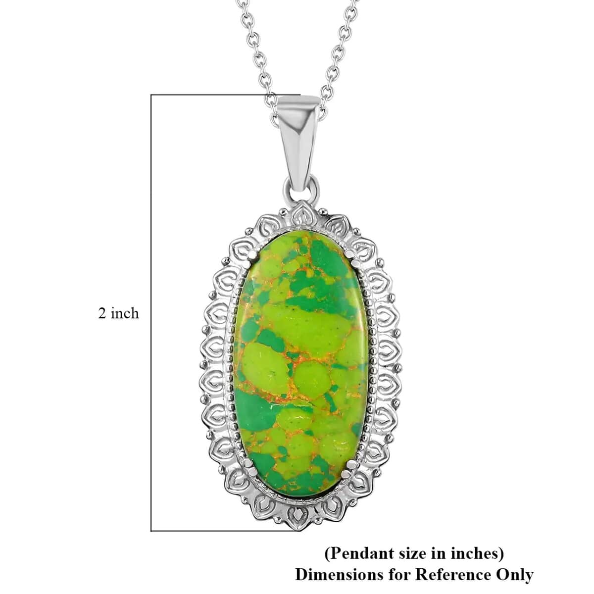 Mojave Green Turquoise Pendant Necklace 20 Inches in Stainless Steel 17.75 ctw image number 6