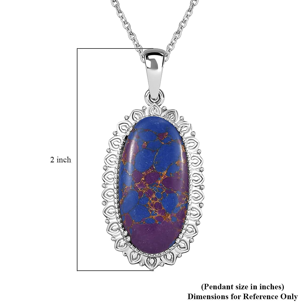 Mojave Purple Turquoise Pendant Necklace 20 Inches in Stainless Steel 16.10 ctw image number 5