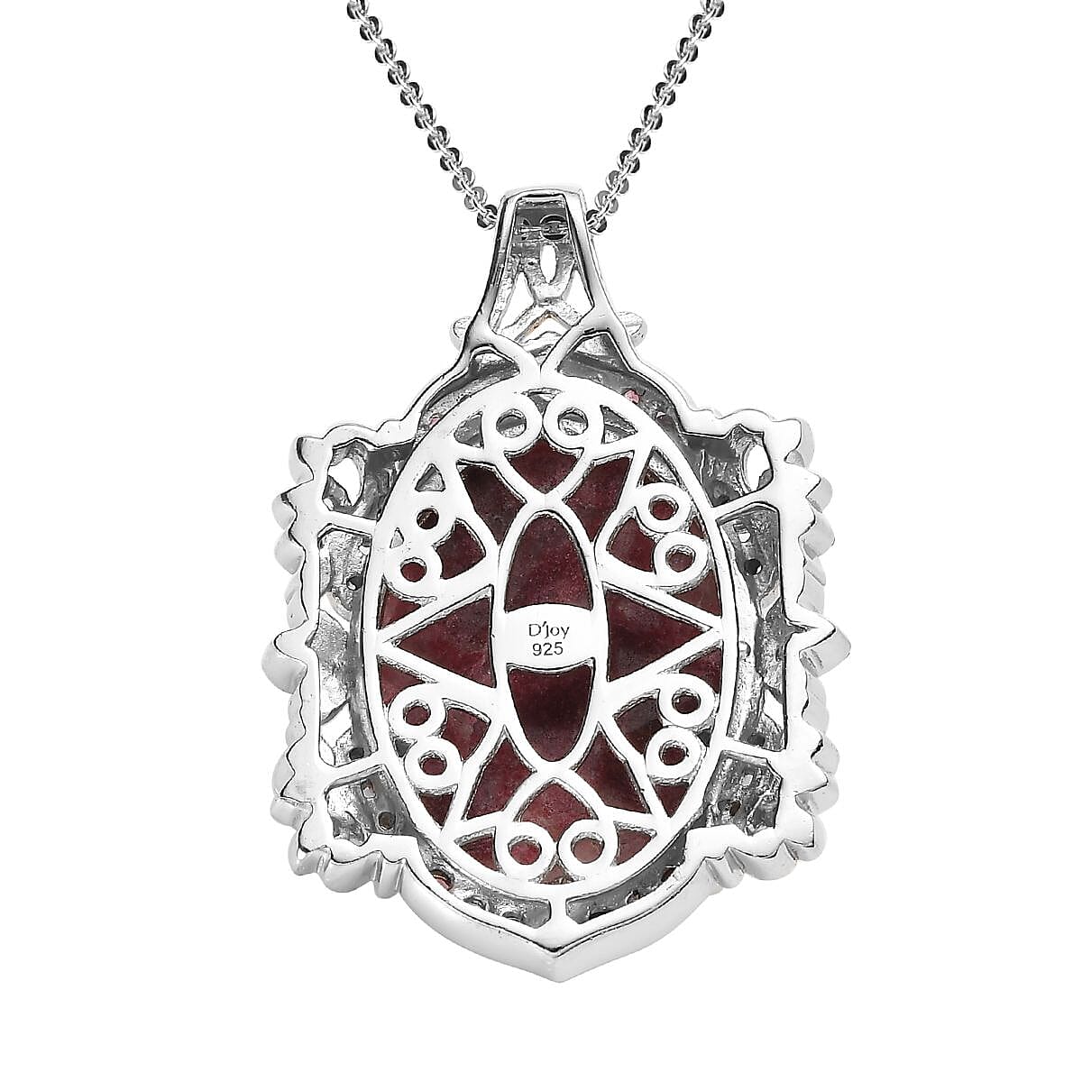 Norwegian Thulite and Multi Gemstone Pendant Necklace 20 Inches in Vermeil YG and Platinum Over Sterling Silver 19.60 ctw