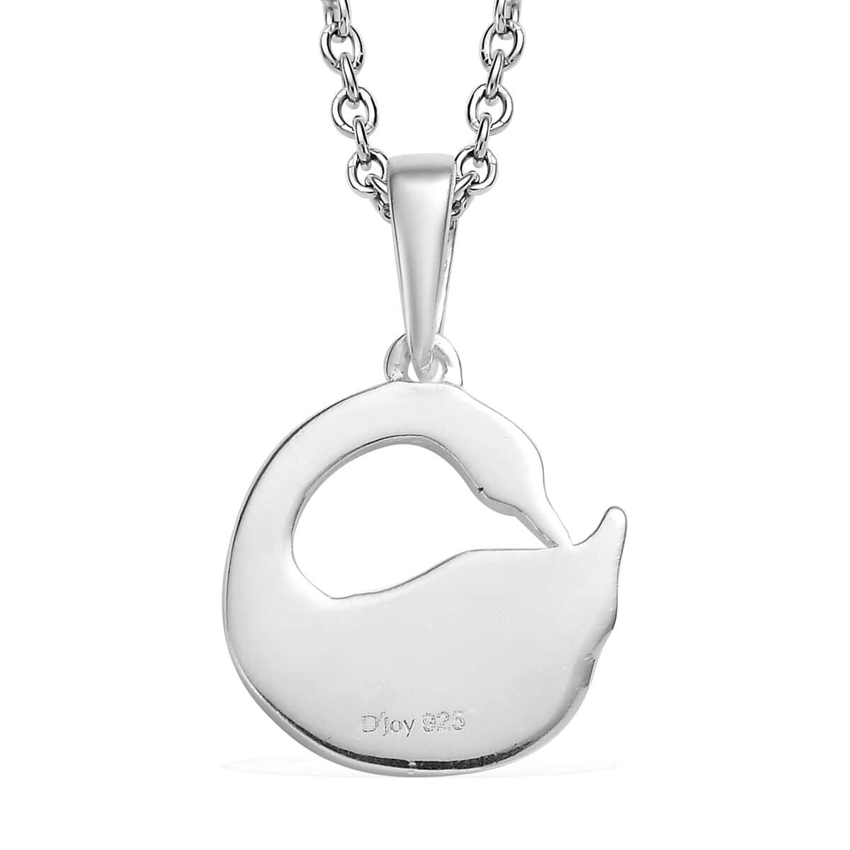 White Zircon Swan Pendant in Sterling Silver with Stainless Steel Necklace 20 Inches image number 4