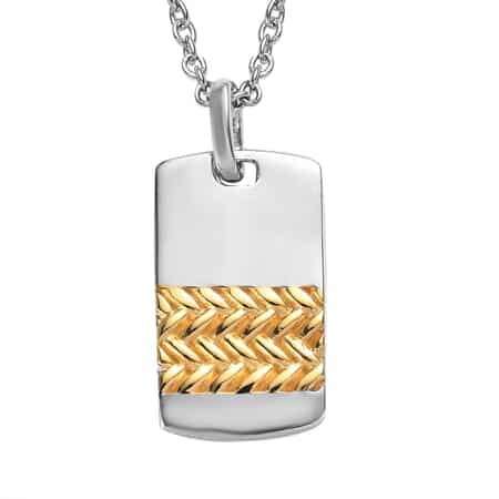 Buy Vermeil YG, Platinum Over Sterling Silver Bar Pendant with Stainless  Steel Necklace 20 Inches 3.80 Grams at