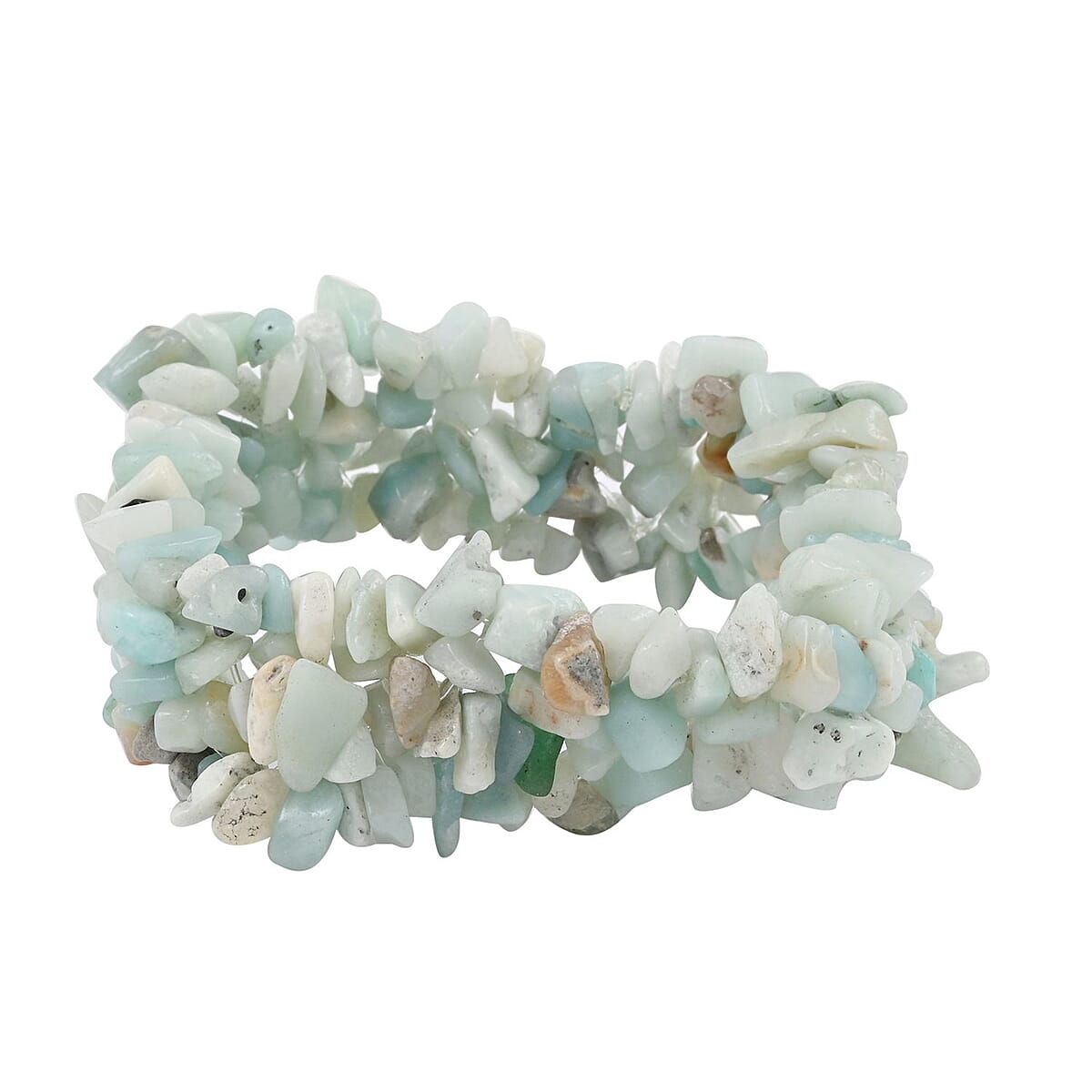 Amazonite Chips Bracelet and Dangle Earrings and Necklace 18 Inches in Silvertone and Stainless Steel 927.85 ctw image number 3