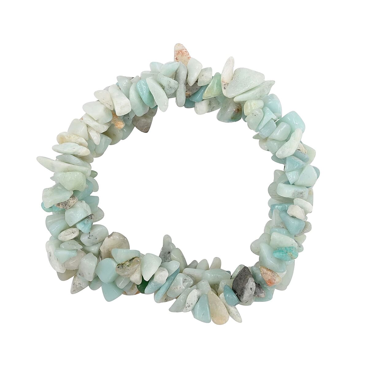 Amazonite Chips Bracelet and Dangle Earrings and Necklace 18 Inches in Silvertone and Stainless Steel 927.85 ctw image number 4