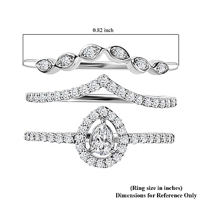 Rhapsody IGI Certified 950 Platinum Diamond E-F VS Set of 3 Stackable Ring (Size 8.0) 6.40 Grams 0.50 ctw