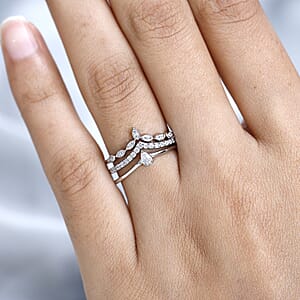 Rhapsody IGI Certified 950 Platinum Diamond E-F VS Set of 3 Stackable Ring (Size 6.0) 0.33 ctw