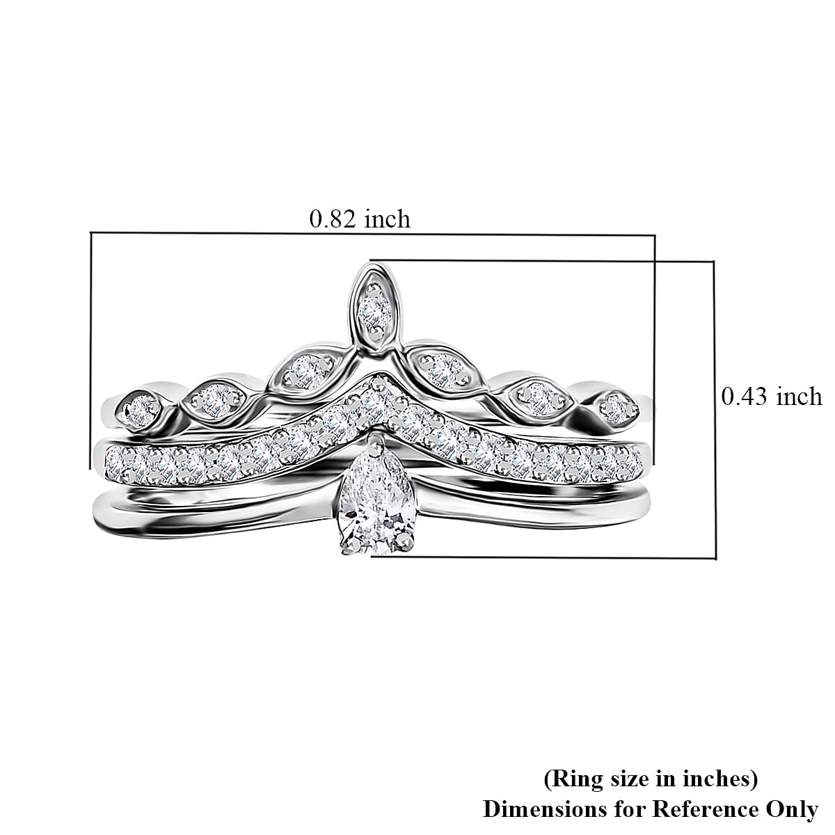Rhapsody IGI Certified 950 Platinum Diamond E-F VS Set of 3 Stackable Ring (Size 6.0) 0.33 ctw