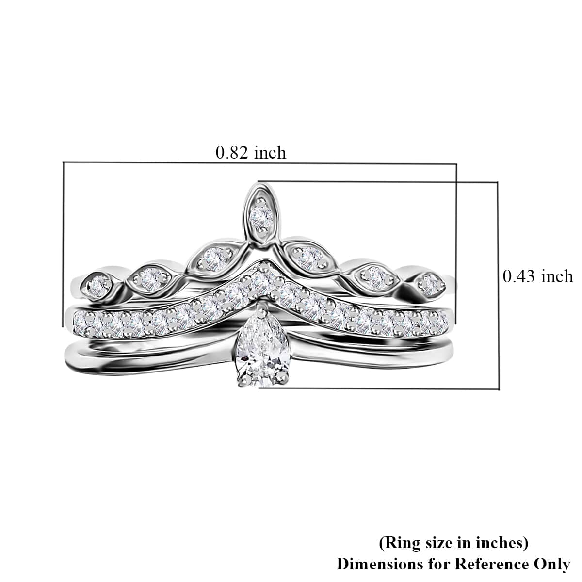 Rhapsody IGI Certified 950 Platinum Diamond E-F VS Set of 3 Stackable Ring (Size 6.0) 0.33 ctw image number 5