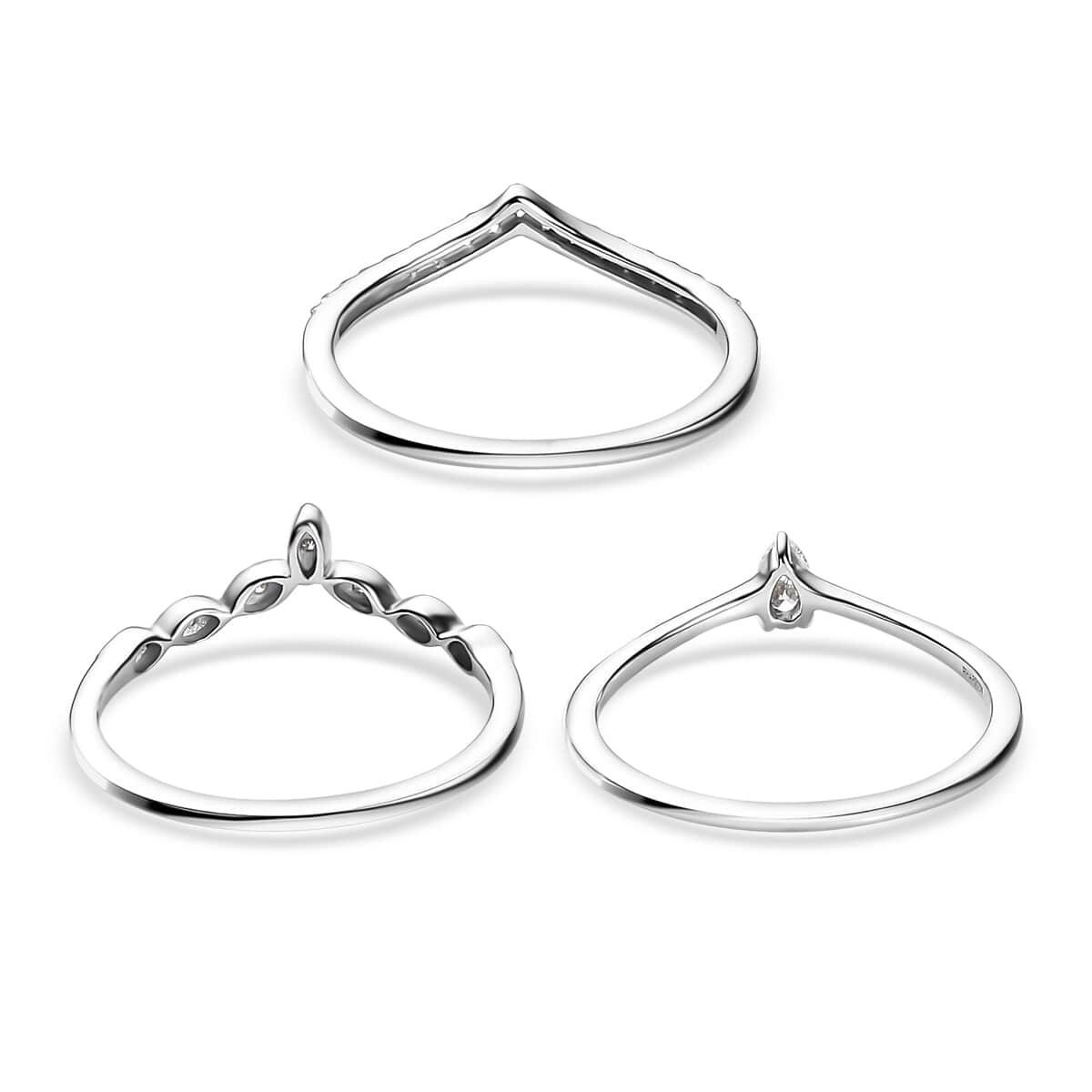 Rhapsody IGI Certified 950 Platinum Diamond E-F VS Set of 3 Stackable Ring (Size 7.0) 0.33 ctw image number 4