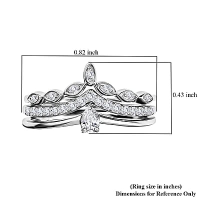 Rhapsody IGI Certified 950 Platinum Diamond E-F VS Set of 3 Stackable Ring (Size 7.0) 0.33 ctw