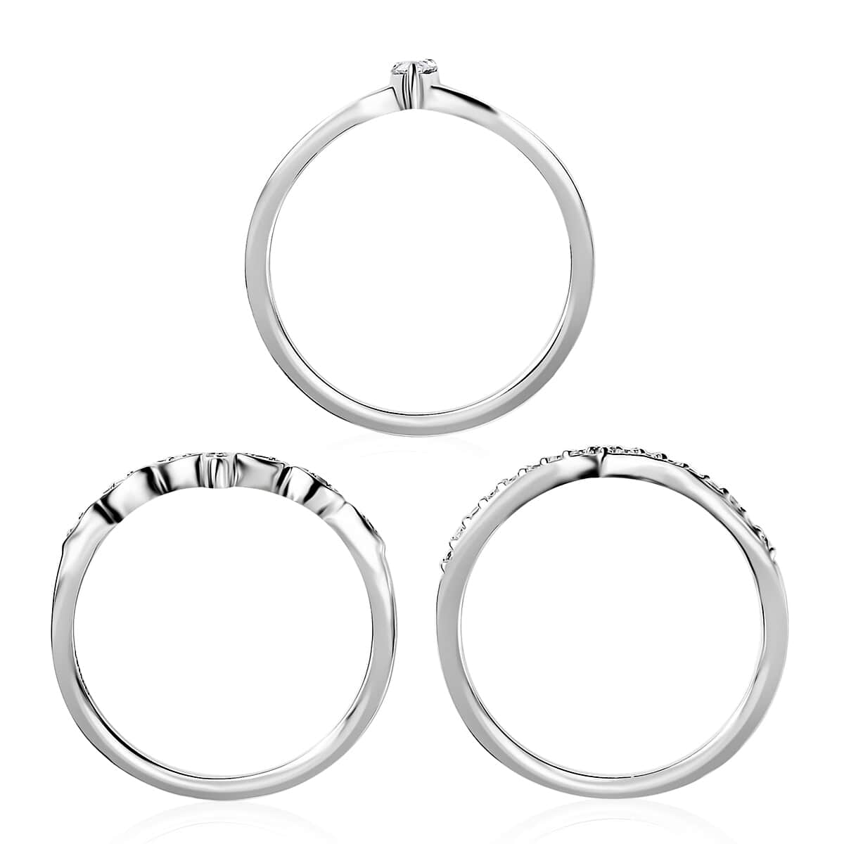 Rhapsody IGI Certified 950 Platinum Diamond E-F VS Set of 3 Stackable Ring (Size 7.0) 0.33 ctw image number 6