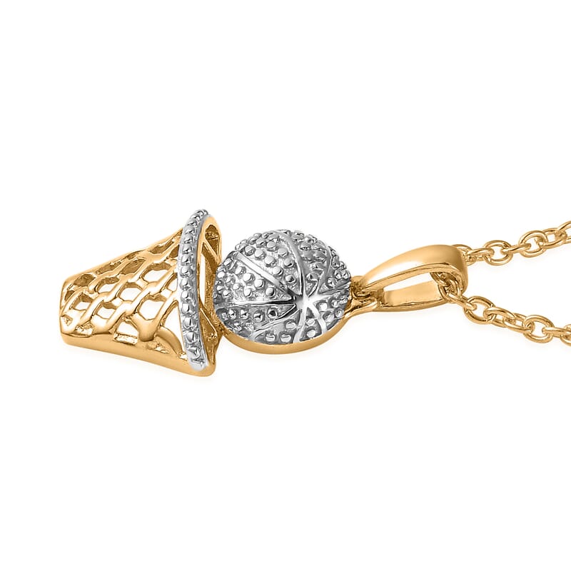 Vermeil YG and Platinum Over Sterling Silver Pendant with Stainless Steel Necklace 20 Inches