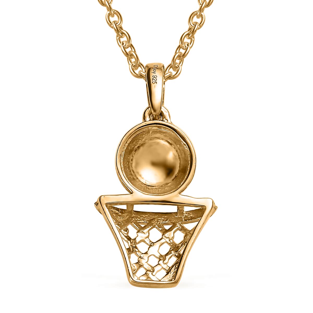 Vermeil YG and Platinum Over Sterling Silver Pendant with Stainless Steel Necklace 20 Inches image number 4