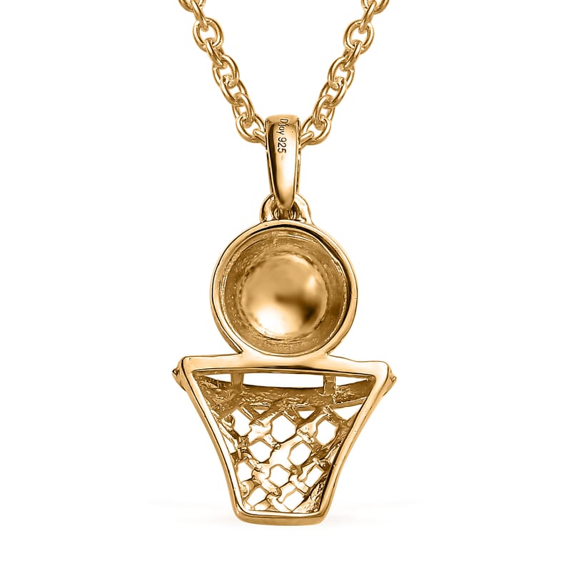 Vermeil YG and Platinum Over Sterling Silver Pendant with Stainless Steel Necklace 20 Inches