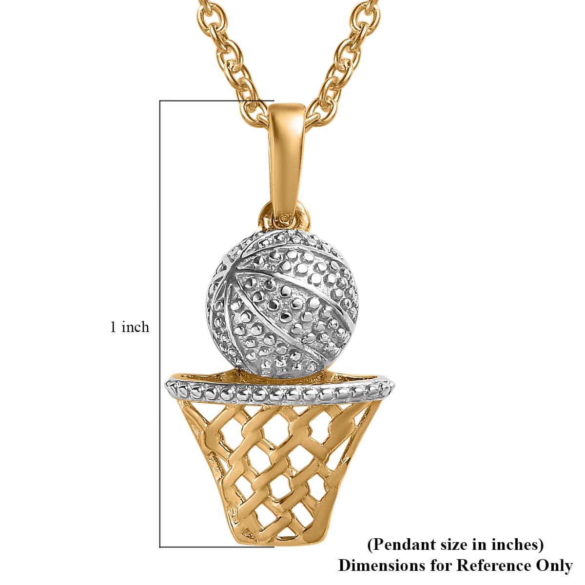 Vermeil YG and Platinum Over Sterling Silver Pendant with Stainless Steel Necklace 20 Inches image number 6