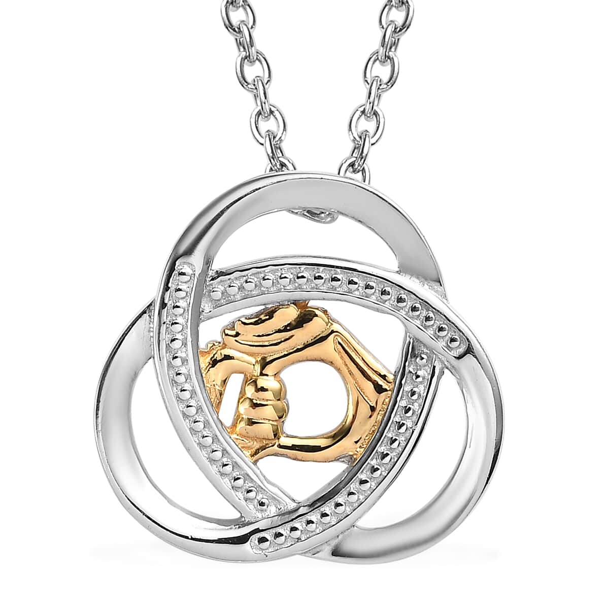 Vermeil YG, Platinum Over Sterling Silver Pendant with Stainless Steel Necklace 20 Inches 3.85 Grams image number 0