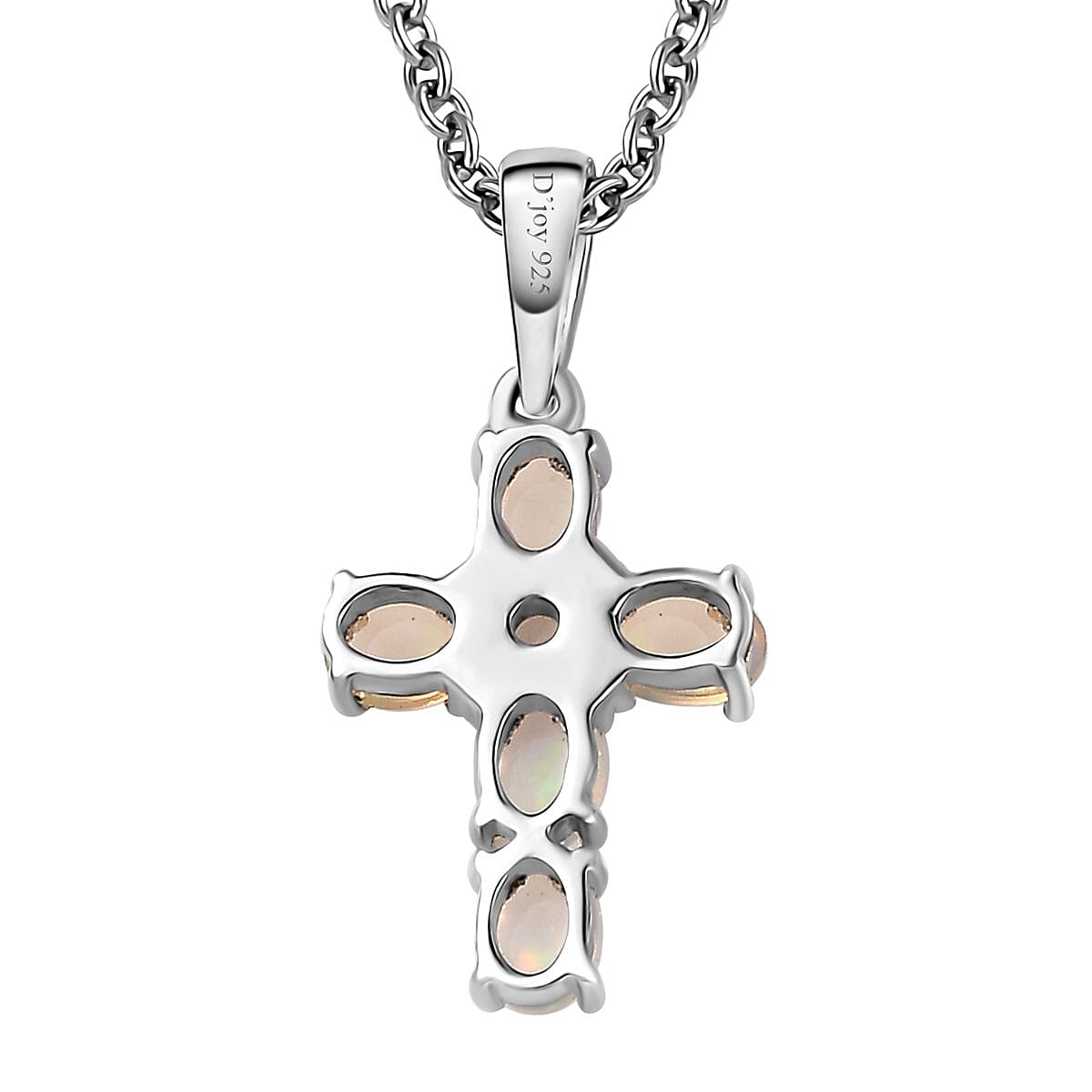 Premium Ethiopian Welo Opal and White Zircon Pendant in Platinum Over Sterling Silver with Stainless Steel Necklace 20 Inches 0.85 ctw