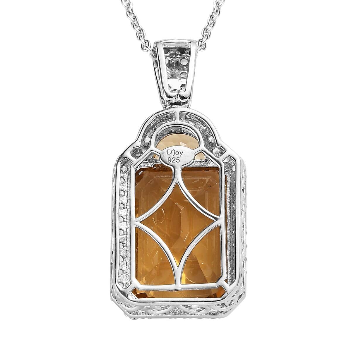 Brazilian Citrine and White Zircon Pendant Necklace 20 Inches in Platinum Over Sterling Silver 17.35 ctw image number 4