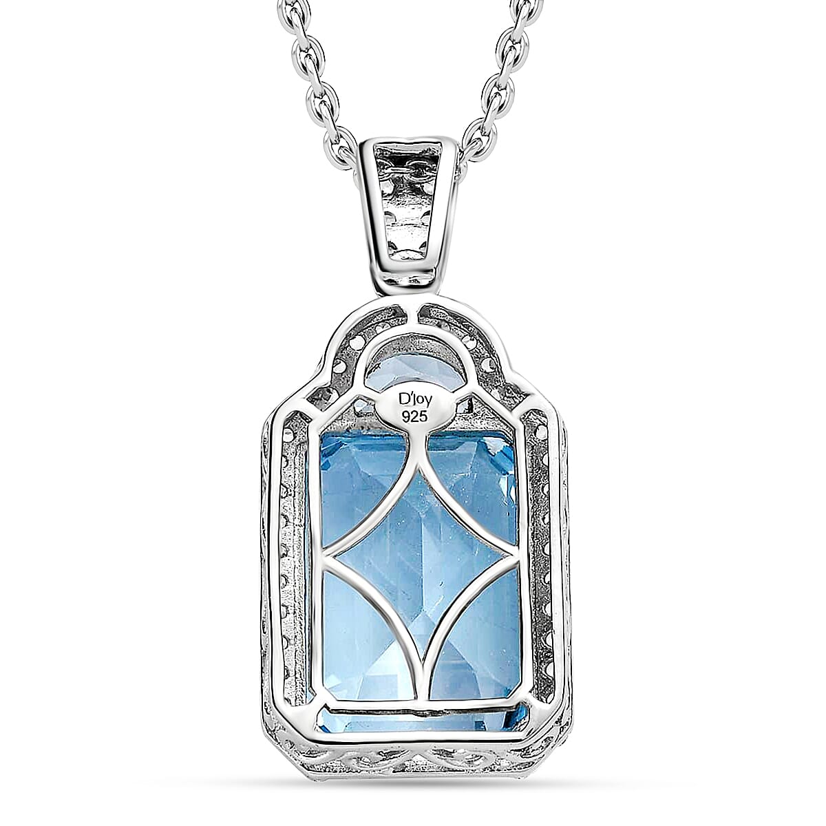 Sky Blue Topaz and White Zircon Pendant Necklace 20 Inches in Platinum Over Sterling Silver 21.90 ctw image number 4