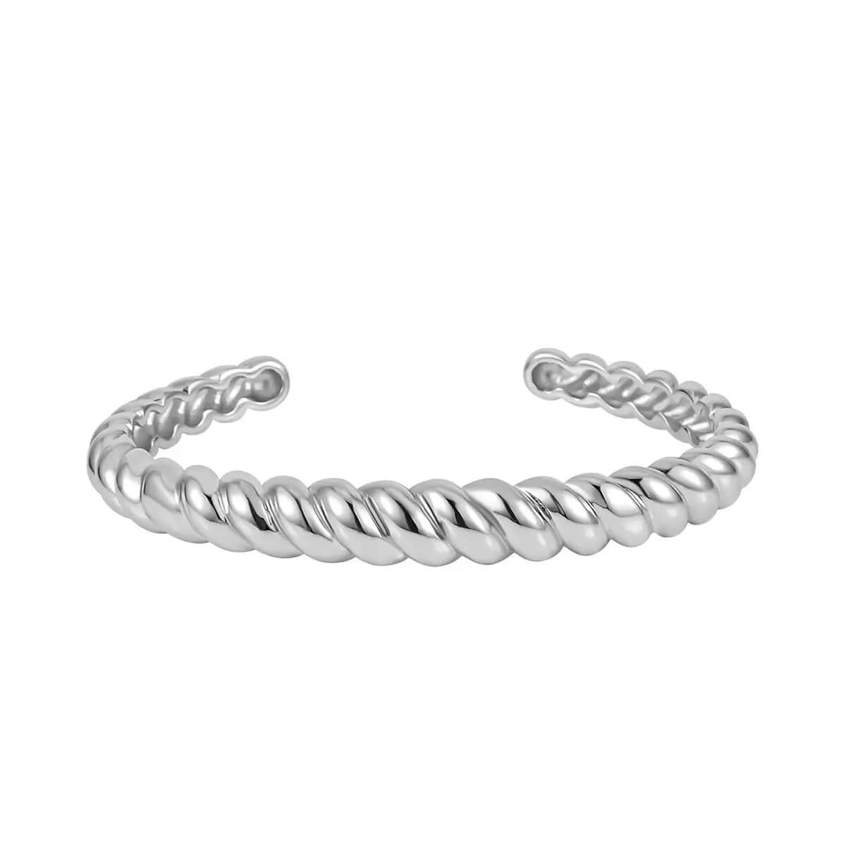 Ever True Twisted Cuff Bracelet (7.50 In) and Half Hoop Earrings in Stainless Steel, Durable Jewelry Set, Birthday Gift For Her image number 7