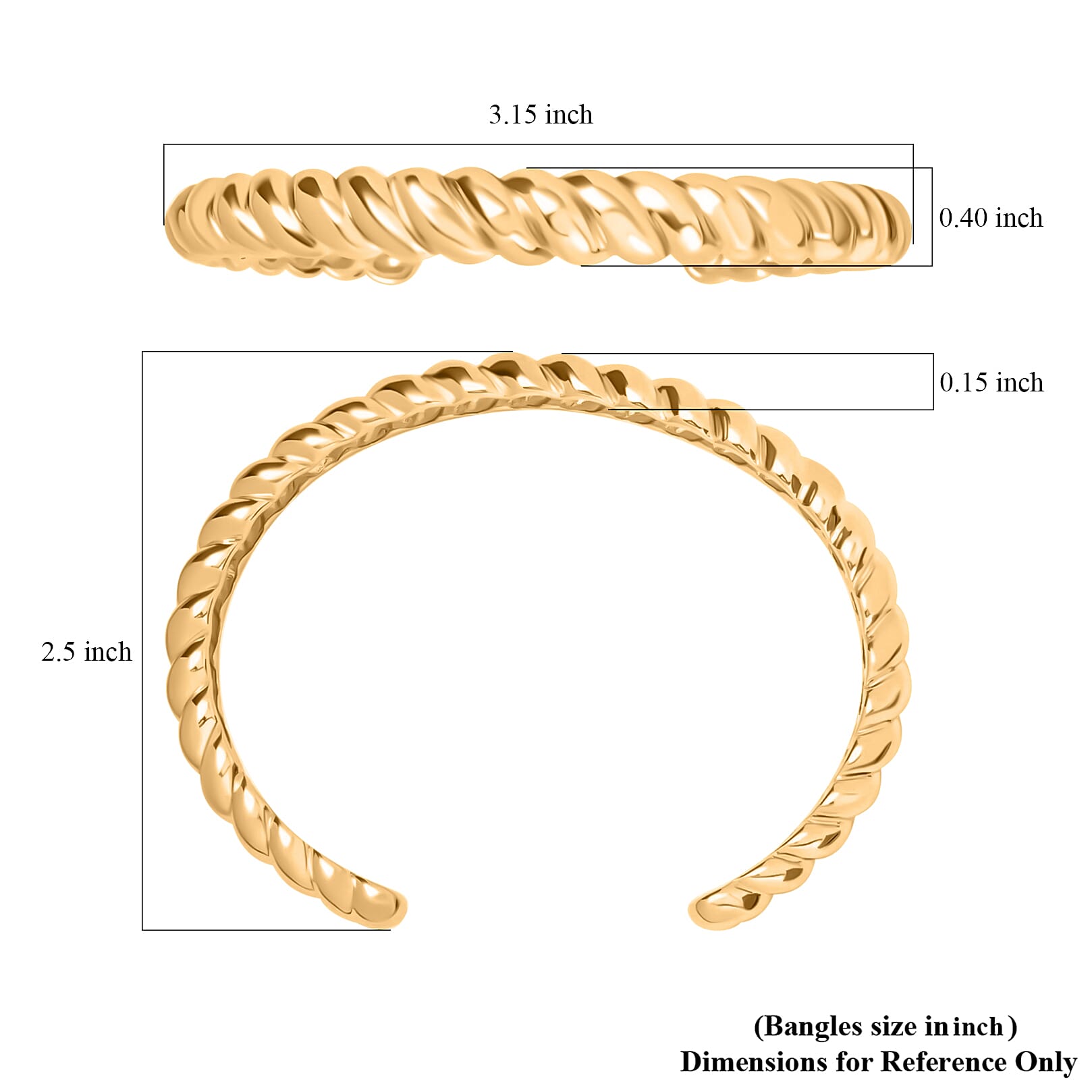 EverTrue Twisted Cuff Bracelet (7.50 In) and Half Hoop Earrings in ION Plated Yellow Gold Stainless Steel, Durable Jewelry Set, Birthday Gift For Her