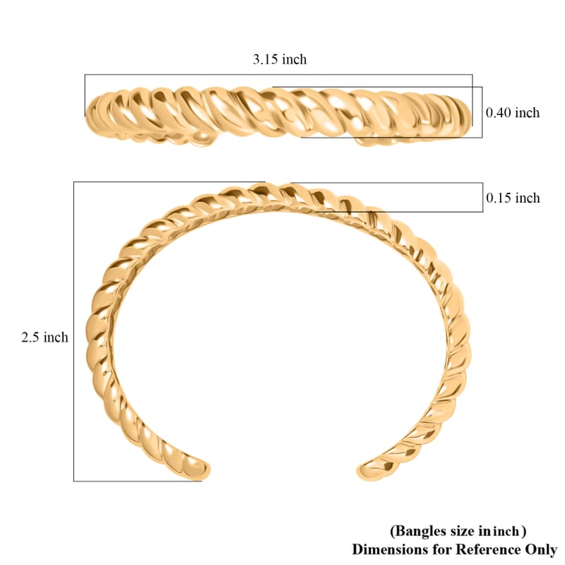 EverTrue Twisted Cuff Bracelet (7.50 In) and Half Hoop Earrings in ION Plated Yellow Gold Stainless Steel, Durable Jewelry Set, Birthday Gift For Her