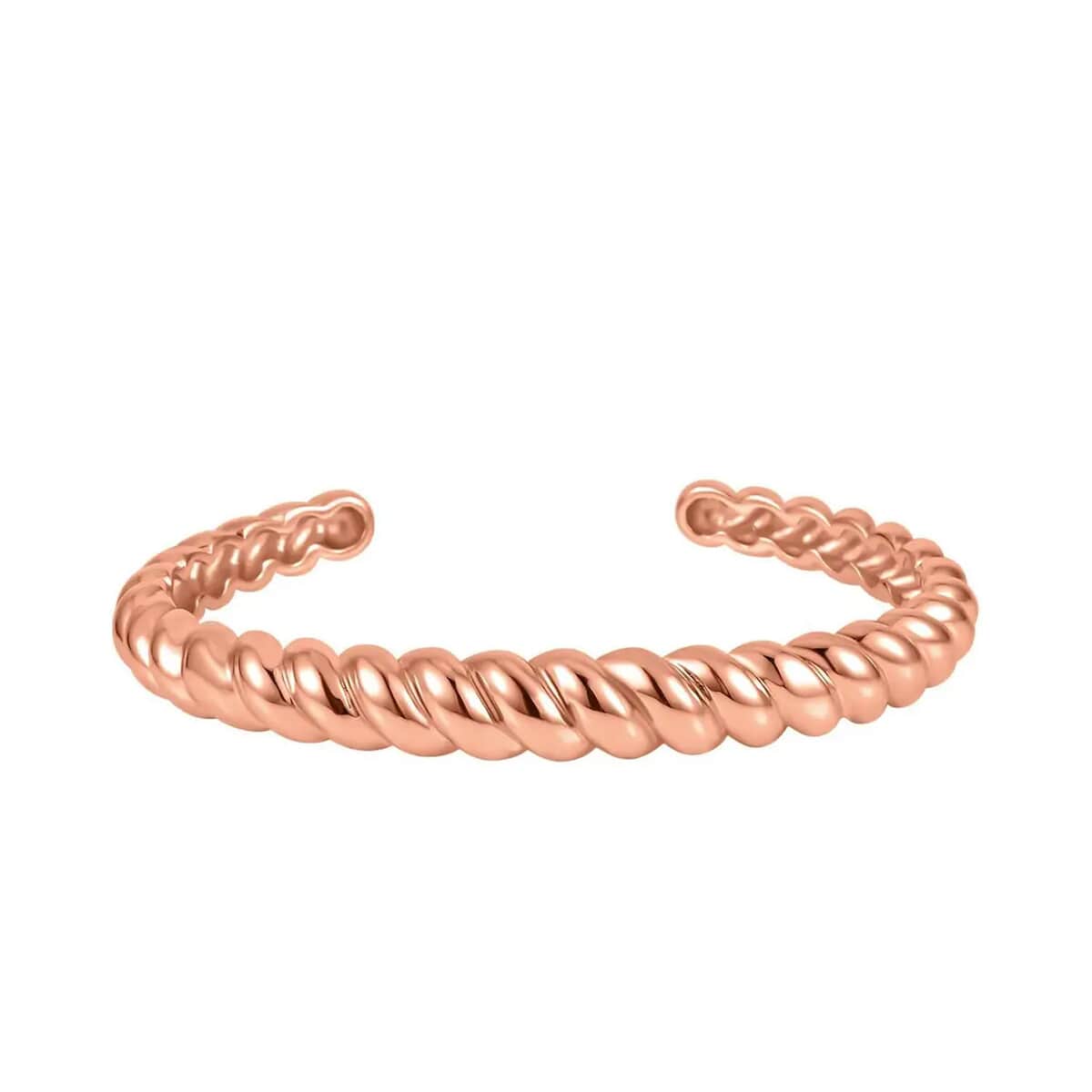 Ever True Twisted Cuff Bracelet (7.50 In) and Half Hoop Earrings in ION Plated Rose Gold Stainless Steel, Durable Jewelry Set, Birthday Gift For Her image number 7